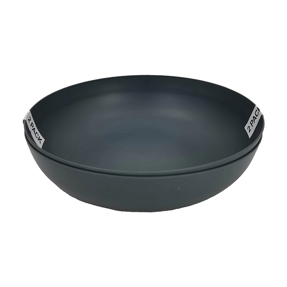 Dark Gray Matte Plastic Pasta Bowl, Pack of 2