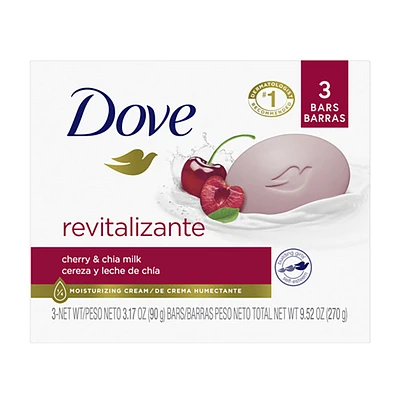 Dove Revitalizante Cherry & Chia Milk Bar Soap, 3.17 oz, 3 ct