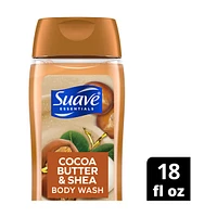 Suave Essentials Cocoa Butter & Shea Gentle Body Wash, 18 fl oz