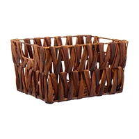 Water Hyacinth Woven Basket, Brown, Large