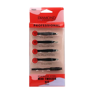 Diamond Cosmetics Mini Tweezer Kit, 5 pc