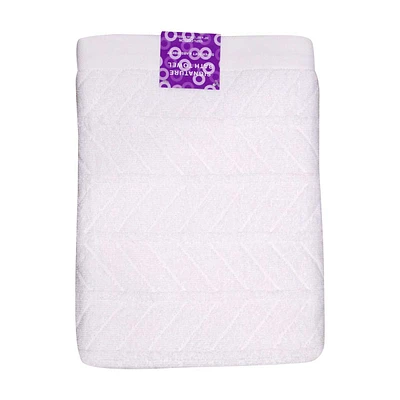 Signature Cotton Chevron Bath Towel, White, 30 in x 52 in