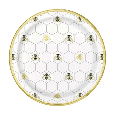 Golden Bumble Bee Party Plates, 9 in, 8 ct