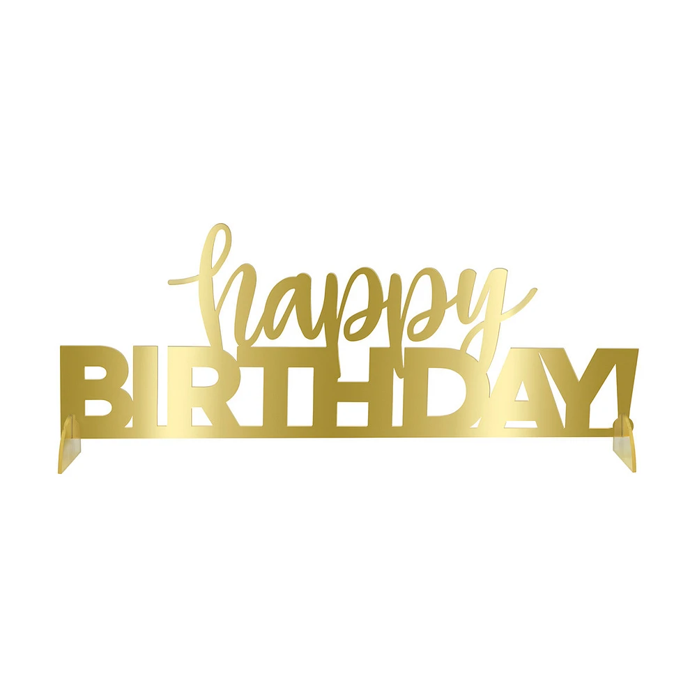 Gold Plastic 'Happy Birthday' Centerpiece Decoration