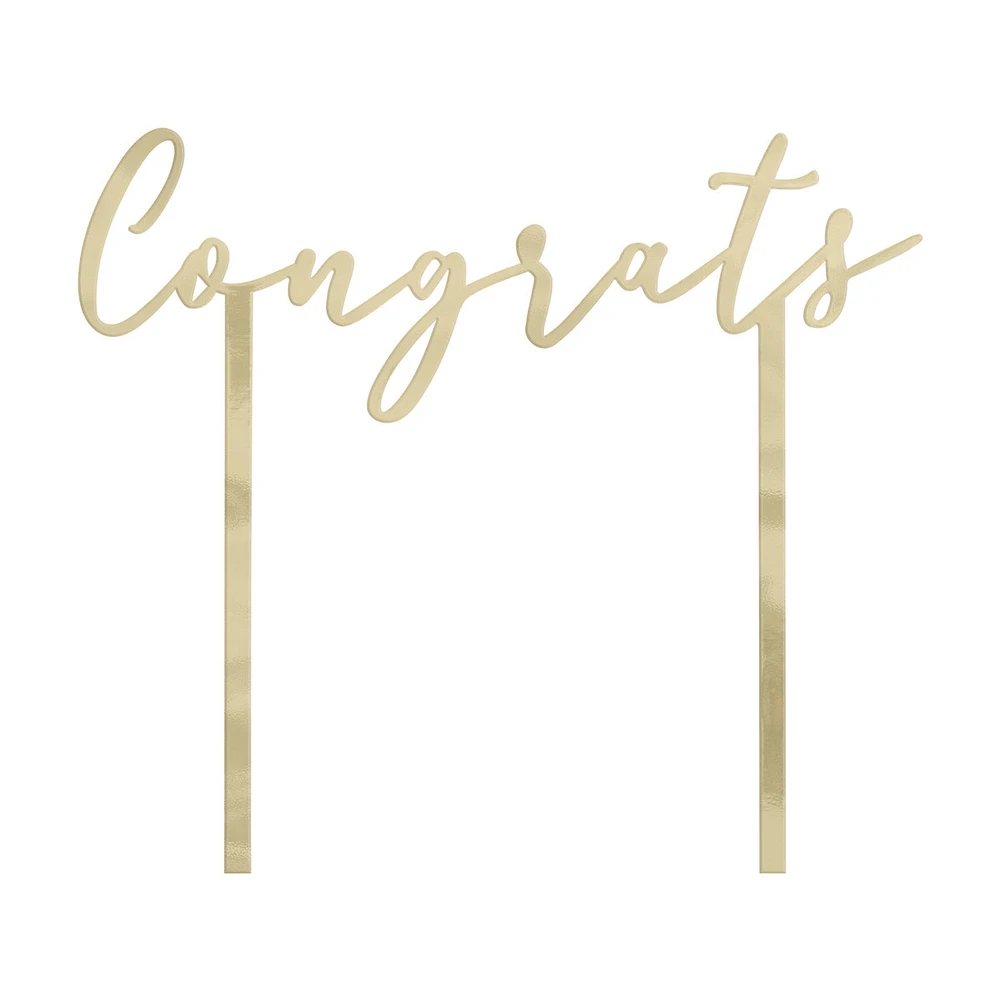 'Congrats' Cake Topper, Gold Metallic