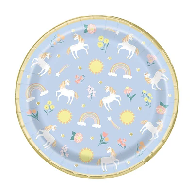 Dainty Unicorn Party Plates, 9 in