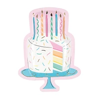 Rainbow Birthday Sweets Cake Shaped Party Plates, 9.25 in, 8 ct