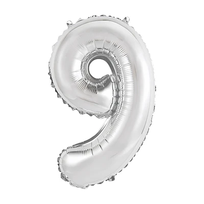 Foil Silver Number 9 Balloon, 14 in