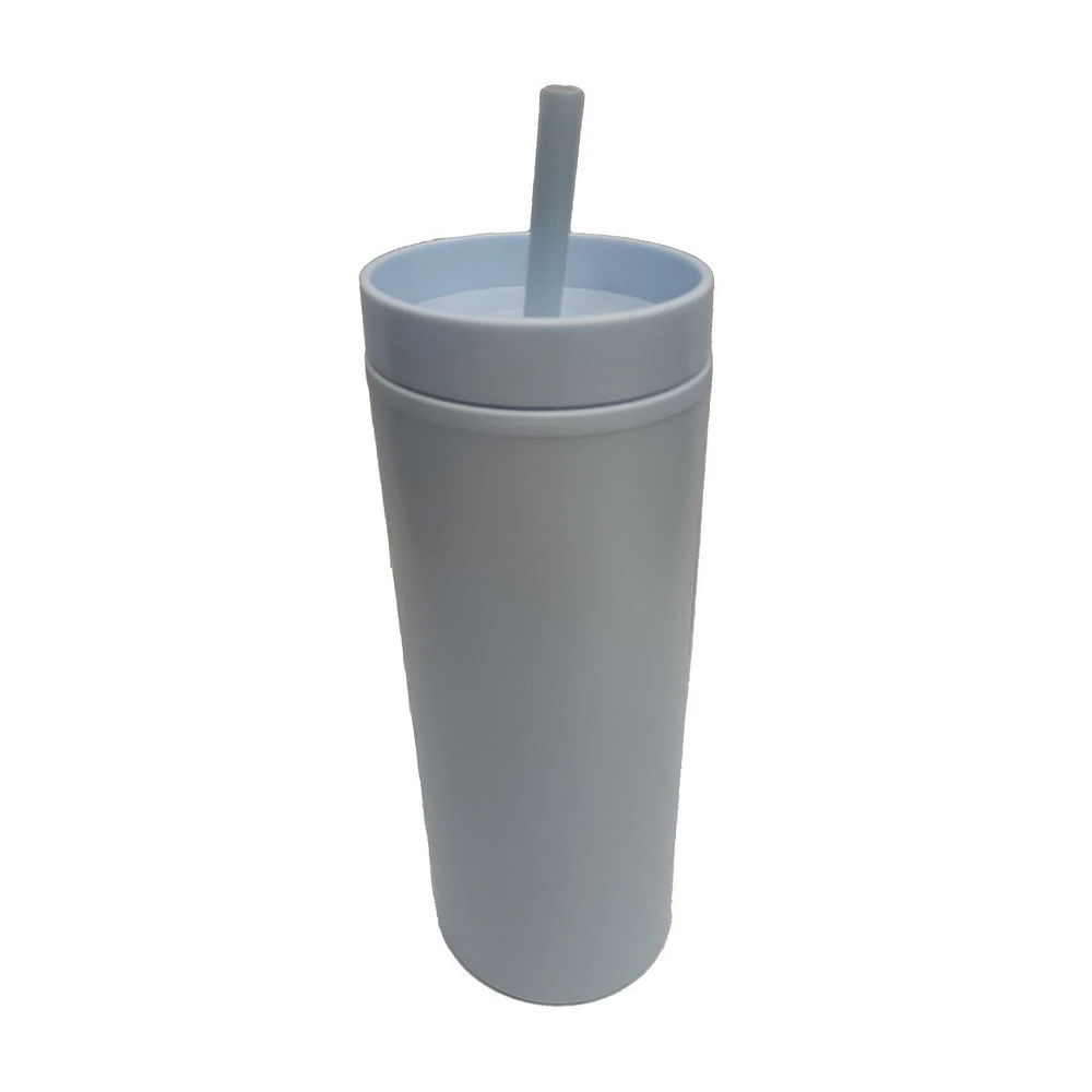 Solid Blue Matte Tall Slim Sipper, 473 ml