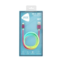 Jade USB-A to USB-C Phone Charge Cable, Rainbow, 10 ft
