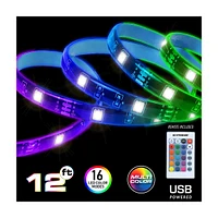 Xtreme Lit Multicolor LED Light Strip with Remote Control, 12 Feet