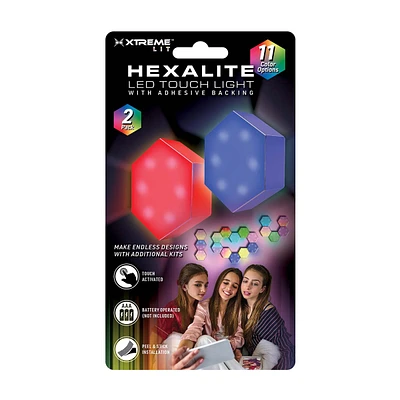 Xtreme Lit Hexalite LED Touch Lights, Pack of 2