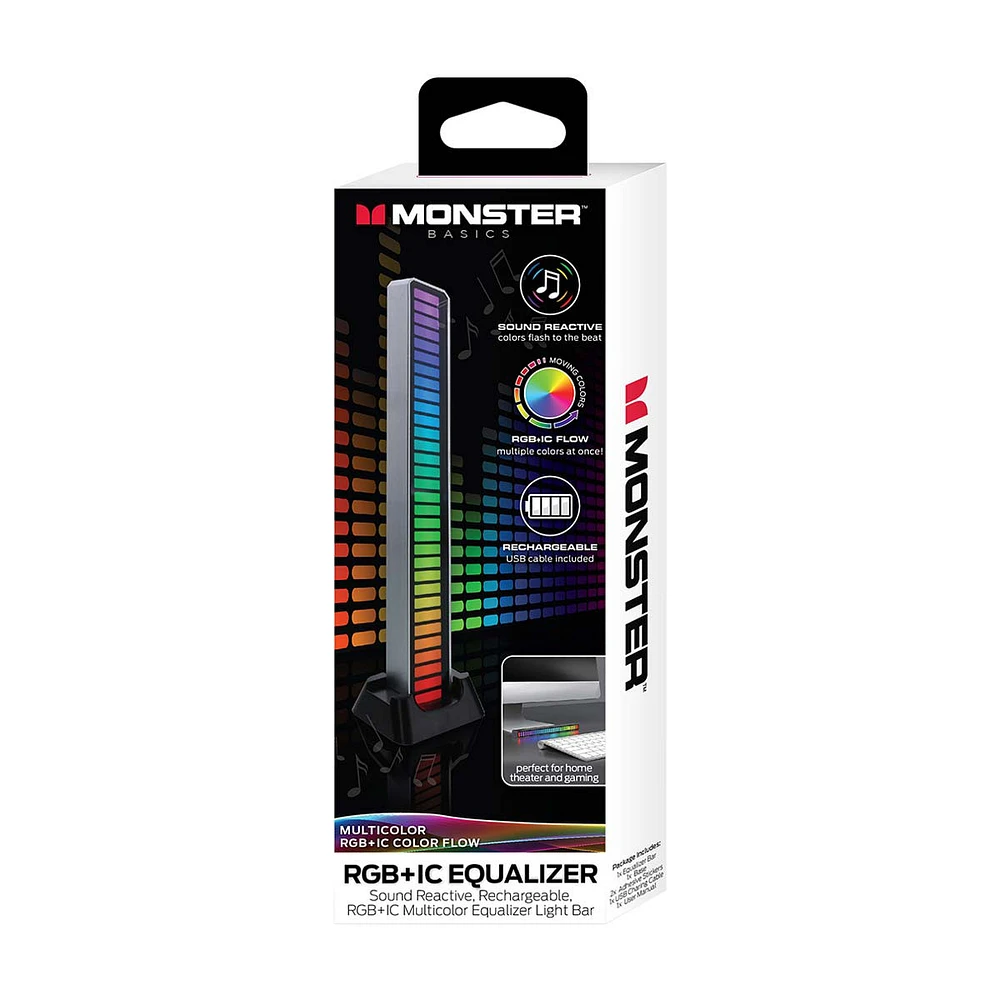 Monster Basics LED Sound-Reactive Rechargeable Multicolor Flow LED Equalizer Light Bar