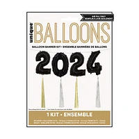 Unique '2024' Graduation Black Foil Balloon Banner Kit