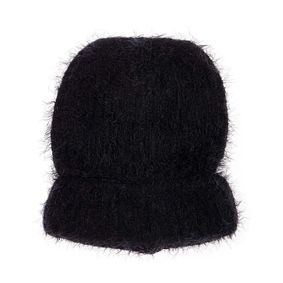 Fuzzy Beanie Winter Hat, Black