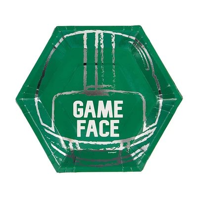 'Game Face' Foil Kickoff Football Toss Party Plates, 8 ct