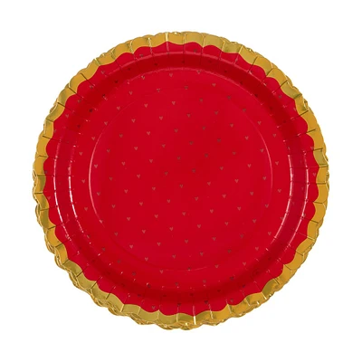 Valentine's Foil Scalloped Party Plates