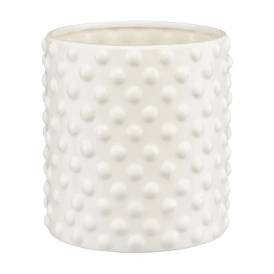 White Dotted Ceramic Planter, Small, 7 in