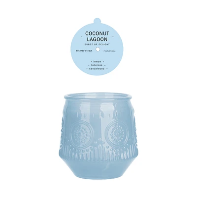 Glass Coconut Lagoon Scented Candle, Blue - 7 oz