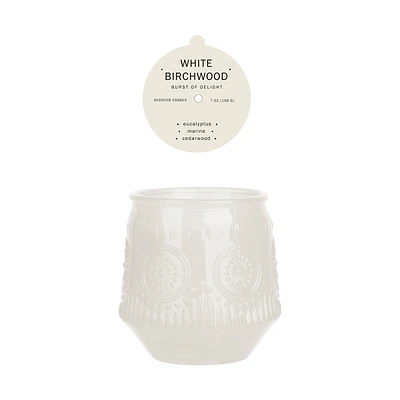 Glass White Birchwood Scented Candle - Ivory, 7 oz