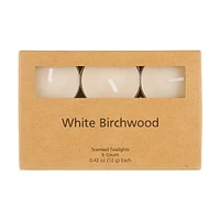Scented White Birchwood Tealight Candles, 0.42 oz each - 6 ct