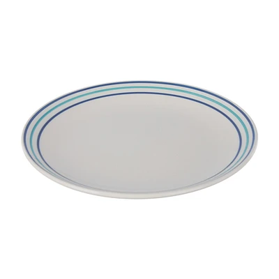 Blue Line Printed White Side Dinner Plate