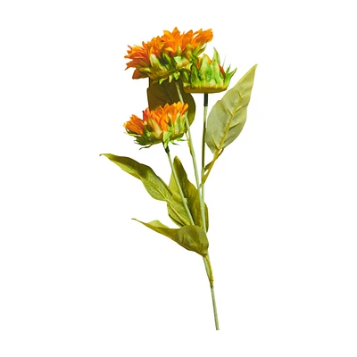 Artificial Orange Sunflower with Leaves