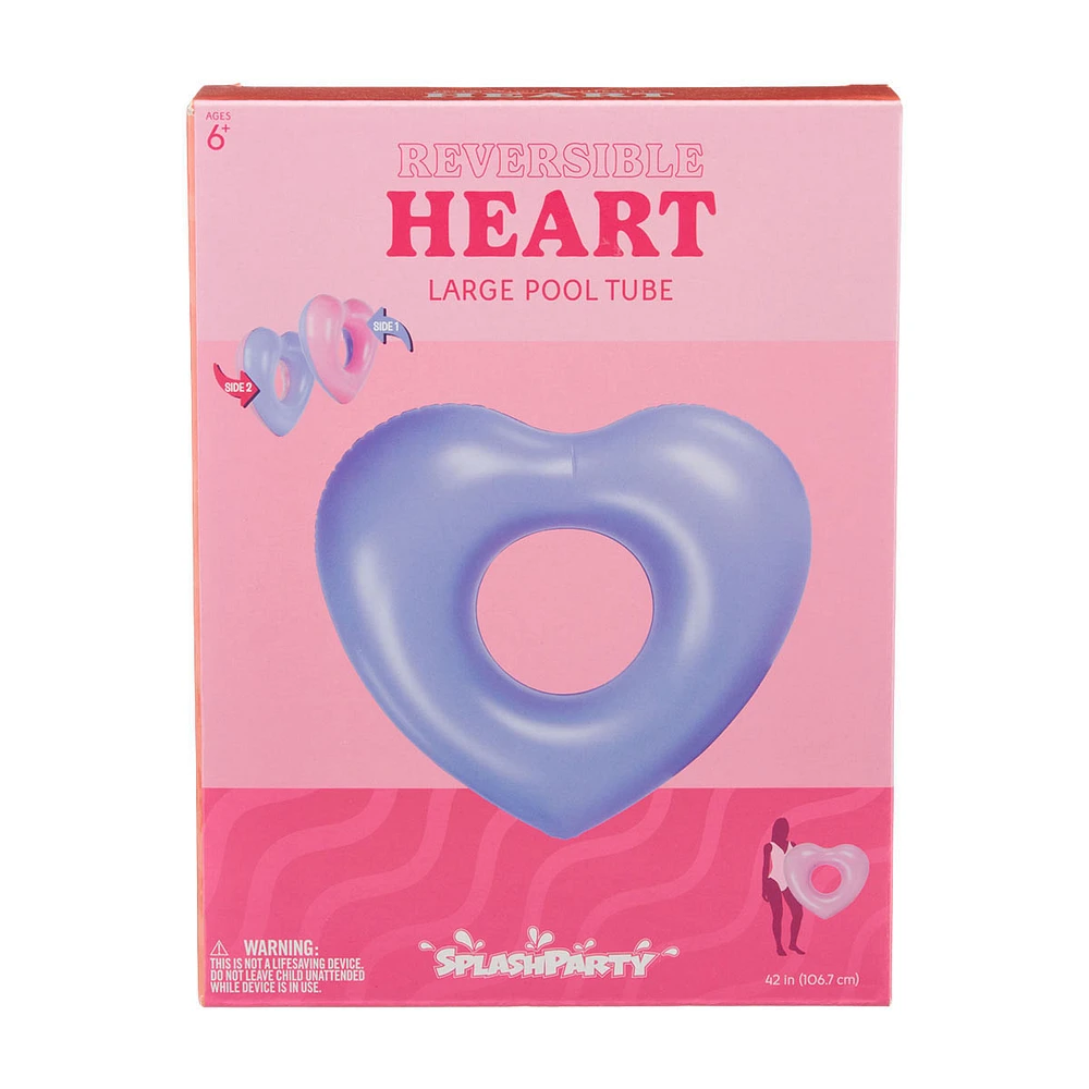 SplashParty Reversible Heart Pool Tube, Large