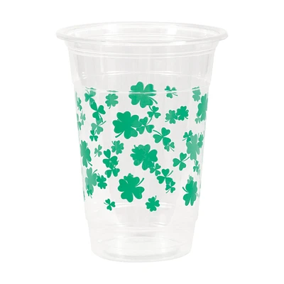 Shamrock Printed Plastic Party Cups, 16 oz