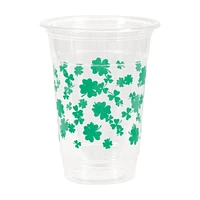 Shamrock Printed Plastic Party Cups, 16 oz