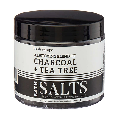 Fresh Escape Charcoal + Tea Tree Bath Salts, 16 oz