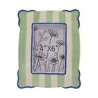 Green Striped Ceramic Photo Frame