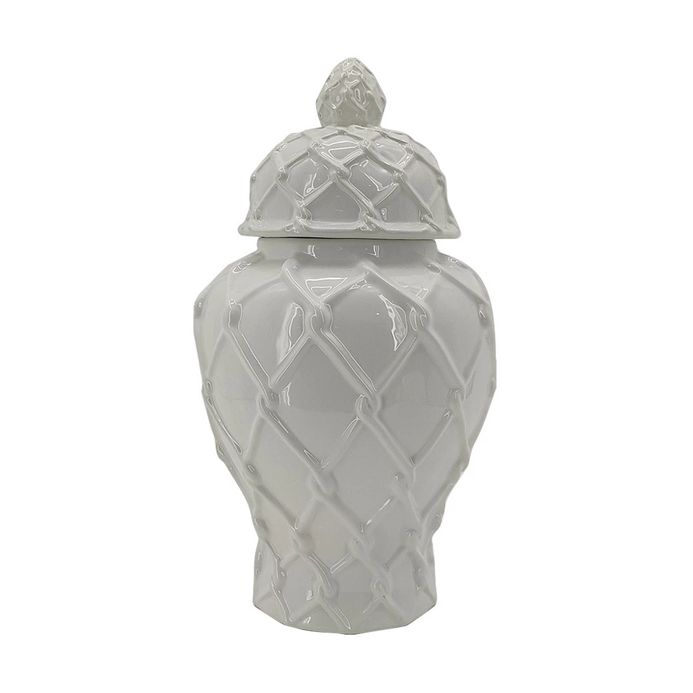 Decorative White Ginger Jar