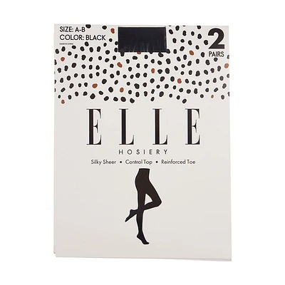 Elle Black Hosiery, 2 Pairs