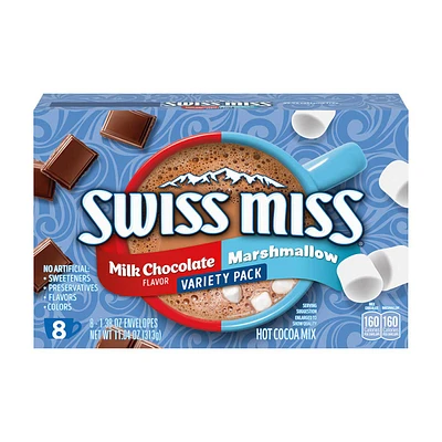 Swiss Miss Marshmallow & Milk Chocolate Hot Cocoa Mix Variety Pack, 8 ct