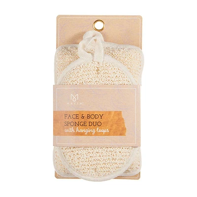 Mayim Face & Body Sponge Duo with Hanging Loops