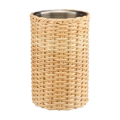 Stainless Steel and Rattan Wine Chiller