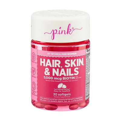 Pink Hair Skin and Nails Softgels, 30 ct