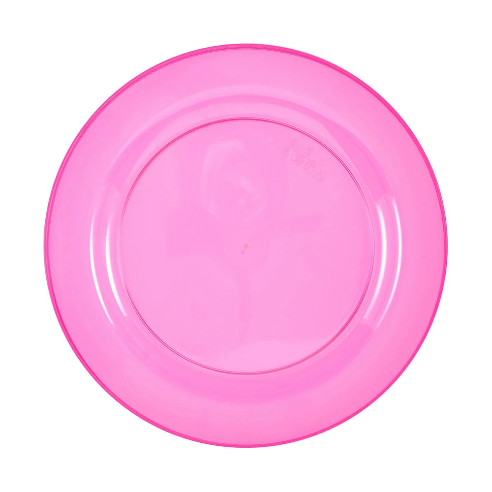 Round Pink Plastic Plate, 10 in