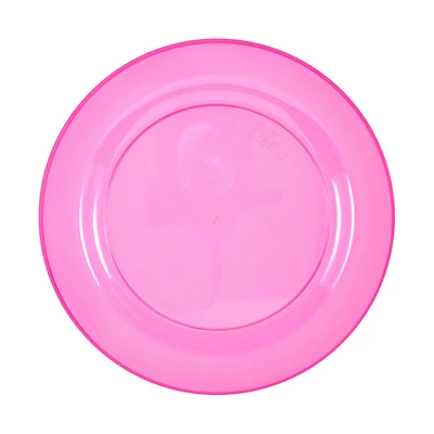 Round Pink Plastic Plate, 10 in