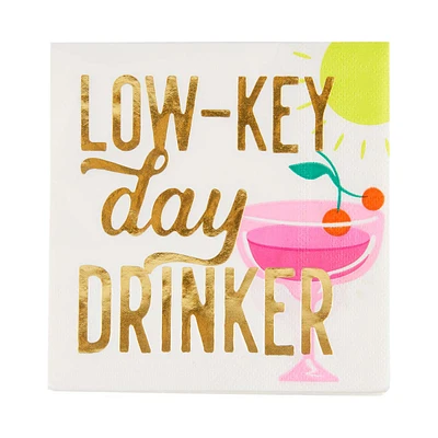 'Low-Key Day Drinker' Printed Beverage Napkins