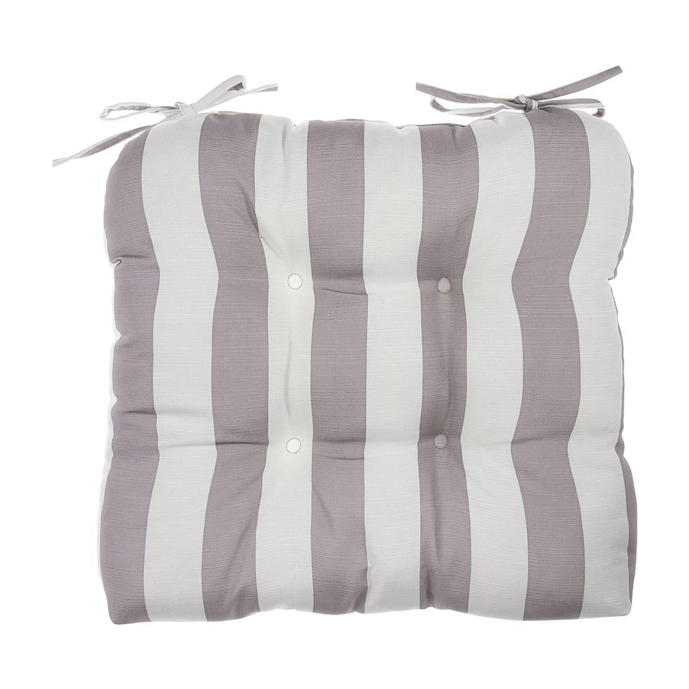 Gray Stripes Chair Cushions with Ties