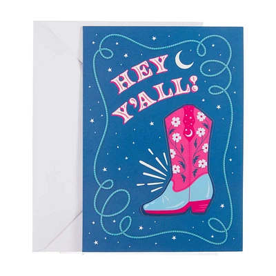 Hey Y'All Boot Sticker Greeting Card