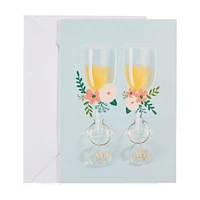 Champagne Glasses Embossed Wedding Card