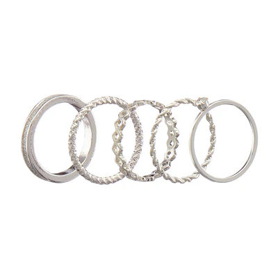 Silver Geometric Rings, 5 ct