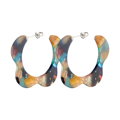 Resin Flower Hoop Earrings