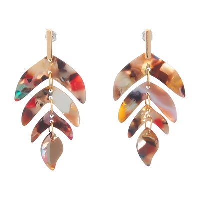 Resin Leaf Stud Drop Earrings