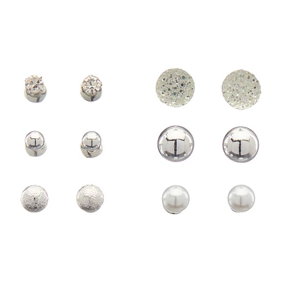 Stud Earrings Set, 6 Pair