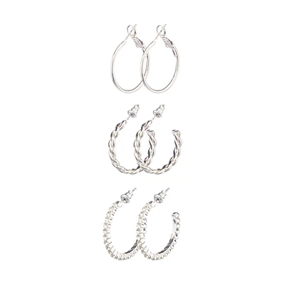 Strass Chain Hoop Earrings, 3 ct