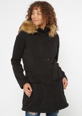 Faux Fur Hooded Fleece Coat